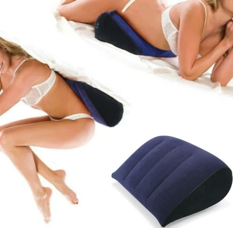 Inflatable Travel Pillow Multifunctional Body Pillow Lumbar Yoga Pillow Travel Positions Support Air Cushion Triangular Pillow - Slobuy