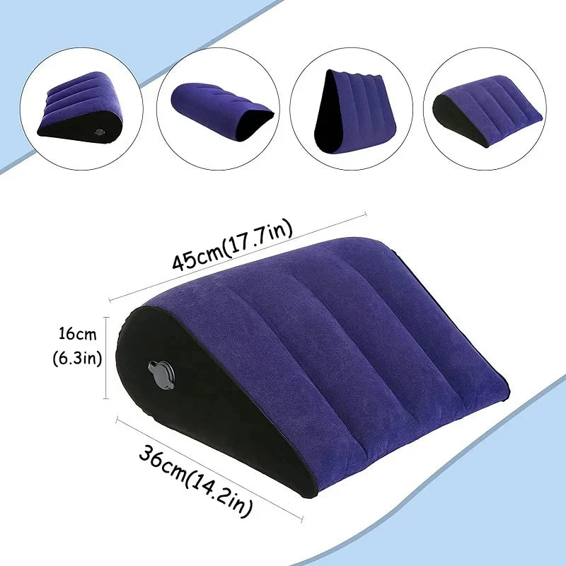 Inflatable Travel Pillow Multifunctional Body Pillow Lumbar Yoga Pillow Travel Positions Support Air Cushion Triangular Pillow - Slobuy
