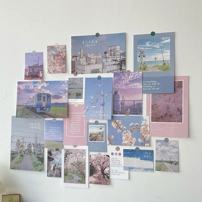 Ins Nordic Retro Wall Decorative Photo Card Stickers Bedroom Art Postcard Decoration DIY Wall Card Stickers Photography Props - Slobuy