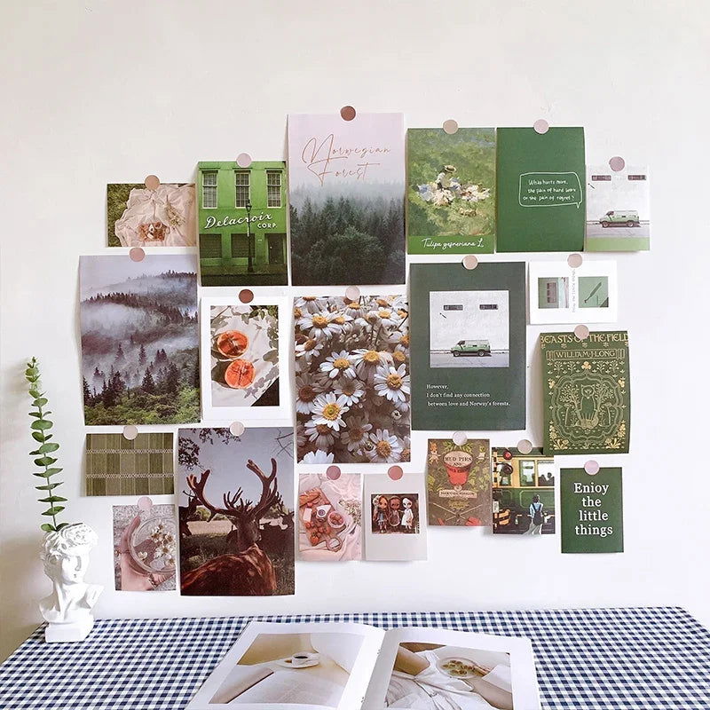 Ins Nordic Retro Wall Decorative Photo Card Stickers Bedroom Art Postcard Decoration DIY Wall Card Stickers Photography Props - Slobuy