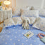 Ins Style Duvet Cover Set with Flat Sheet Pillowcases Cute Orange Cherry Crow Printed Single Double Queen Size Girls Bedding Kit - Slobuy