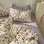 Ins Style Duvet Cover Set with Flat Sheet Pillowcases Cute Orange Cherry Crow Printed Single Double Queen Size Girls Bedding Kit - Slobuy