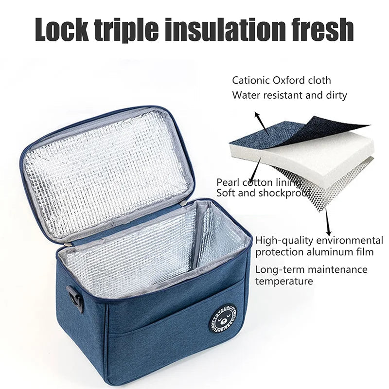 Insulated Lunch Bag for Women Working Office Rice Container Food Storage Thermal Bags Kids Portable Camping Picnic Bento Box - Slobuy