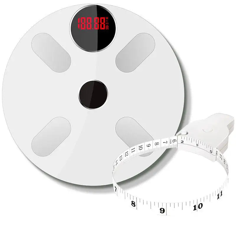 Intelligent Bluetooth Body Fat Scale Weight Scale Home Electronic Scale for Bathroom with Auto Retractable Trim Tape Measure - Slobuy
