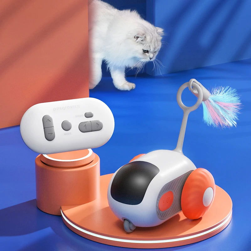 Intelligent Sports Car Remote Control Electric Cat Toys Entertainment Fun Pet Mice Interactive Feathers Cat Sticks Kitten Toy - Slobuy