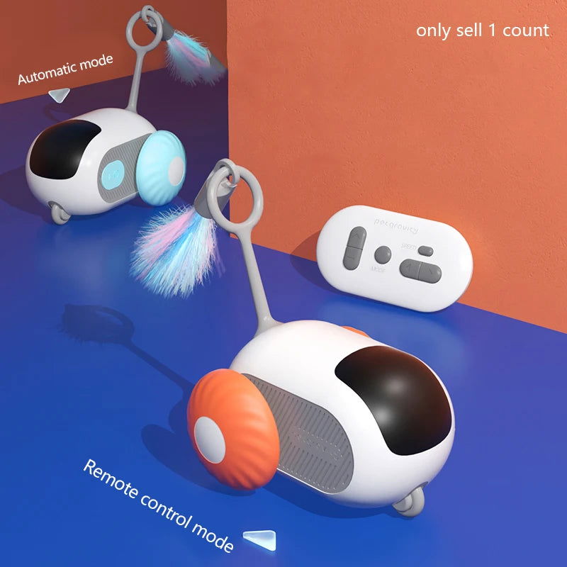 Intelligent Sports Car Remote Control Electric Cat Toys Entertainment Fun Pet Mice Interactive Feathers Cat Sticks Kitten Toy - Slobuy
