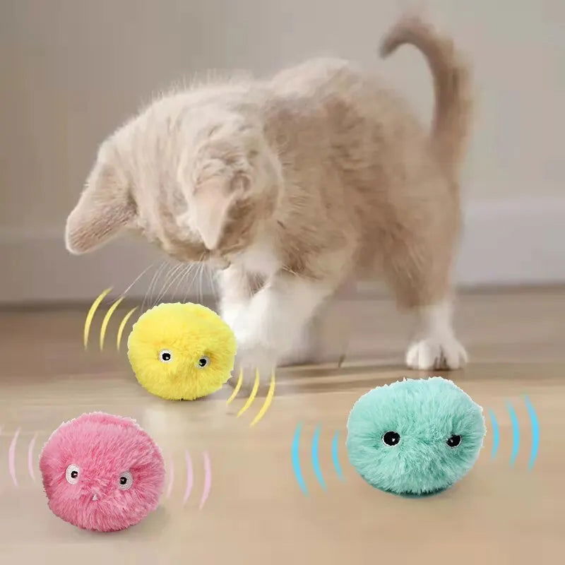Interactive Ball Smart Cat Toys Plush Electric Catnip Training Toy Kitten Touch Sounding Pet Product Squeak Toy Ball - Slobuy