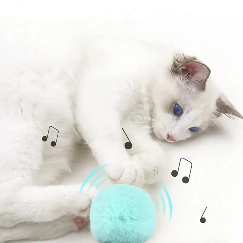 Interactive Ball Smart Cat Toys Plush Electric Catnip Training Toy Kitten Touch Sounding Pet Product Squeak Toy Ball - Slobuy