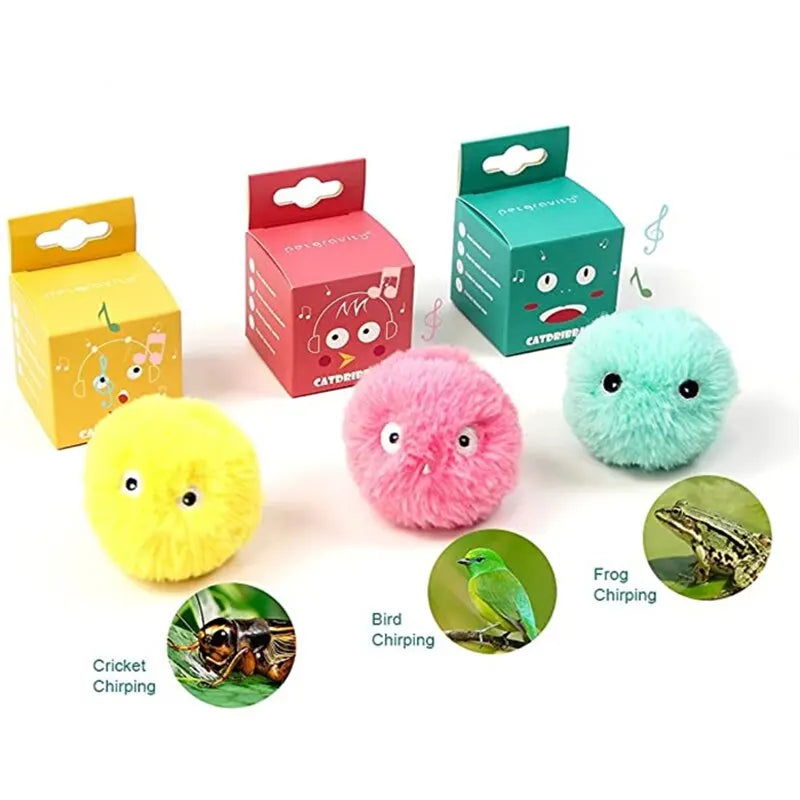 Interactive Ball Smart Cat Toys Plush Electric Catnip Training Toy Kitten Touch Sounding Pet Product Squeak Toy Ball - Slobuy