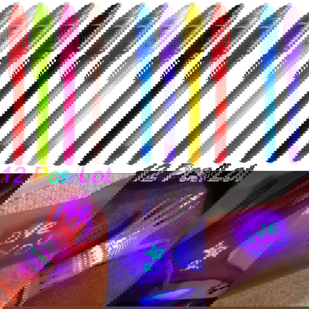 Invisible Ink Pen 12 PCS, Spy Pen with UV Light, Magic Marker for Secret Message,Treasure Box Prizes,Kids Party Favors,Toys Gift - Slobuy