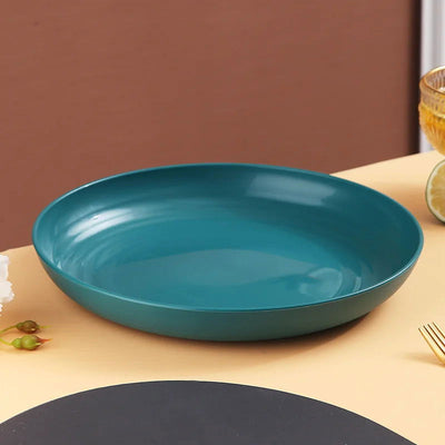 Inyahome Unbreakable Dinner Plates Cafeteria Reusable Plate Food Trays Dishwasher & Microwave Safe Easy To Clean BPA Free Red - Slobuy