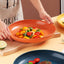 Inyahome Unbreakable Dinner Plates Cafeteria Reusable Plate Food Trays Dishwasher & Microwave Safe Easy To Clean BPA Free Red - Slobuy