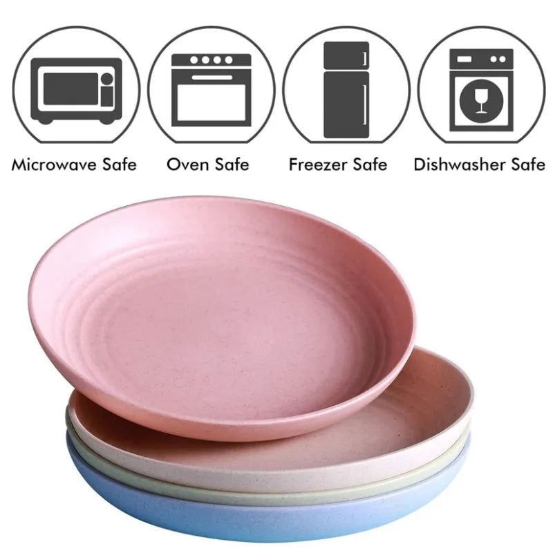 Inyahome Unbreakable Dinner Plates Cafeteria Reusable Plate Food Trays Dishwasher & Microwave Safe Easy To Clean BPA Free Red - Slobuy