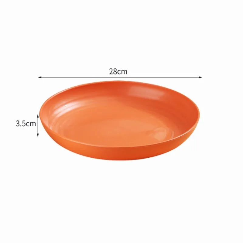 Inyahome Unbreakable Dinner Plates Cafeteria Reusable Plate Food Trays Dishwasher & Microwave Safe Easy To Clean BPA Free Red - Slobuy
