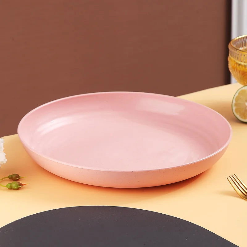 Inyahome Unbreakable Dinner Plates Cafeteria Reusable Plate Food Trays Dishwasher & Microwave Safe Easy To Clean BPA Free Red - Slobuy