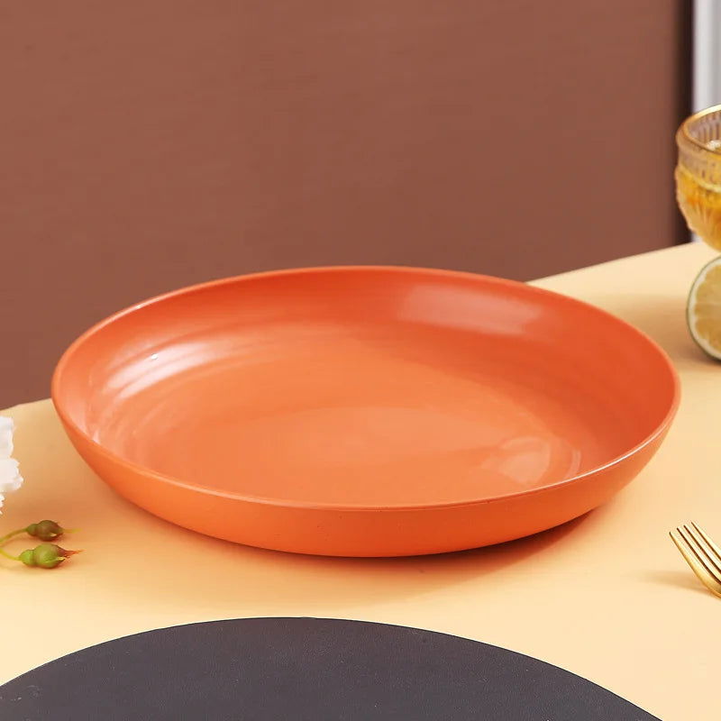 Inyahome Unbreakable Dinner Plates Cafeteria Reusable Plate Food Trays Dishwasher & Microwave Safe Easy To Clean BPA Free Red - Slobuy