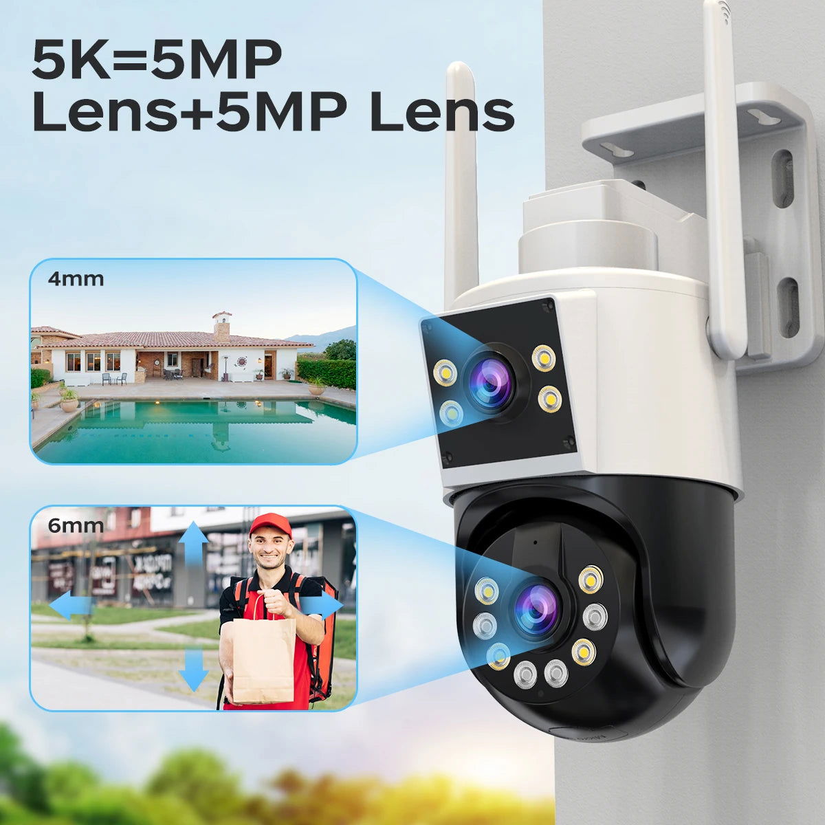 JOOAN 10MP 6MP PTZ Wifi Camera Outdoor Dual Lens Dual Screen IP Camera AI Tracking Security Protection CCTV Surveillance Camera - Slobuy