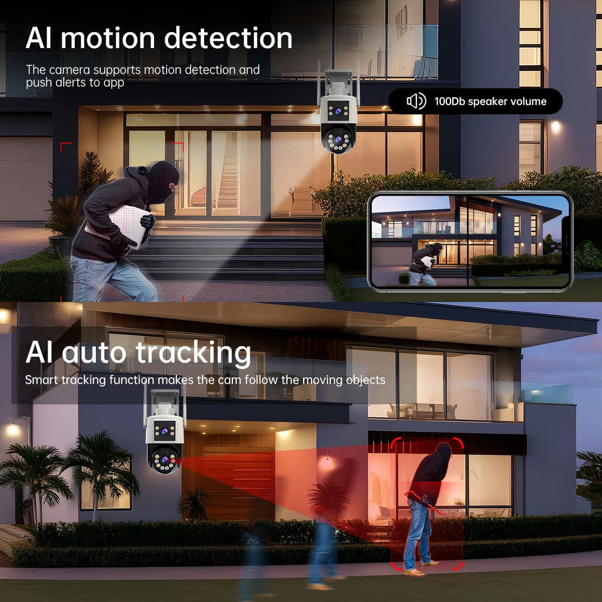 JOOAN 10MP 6MP PTZ Wifi Camera Outdoor Dual Lens Dual Screen IP Camera AI Tracking Security Protection CCTV Surveillance Camera - Slobuy