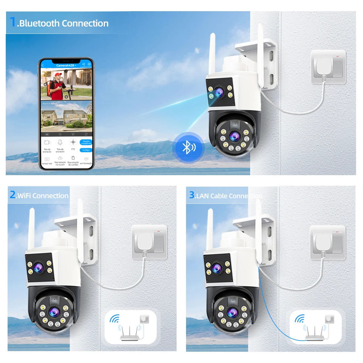 JOOAN 10MP 6MP PTZ Wifi Camera Outdoor Dual Lens Dual Screen IP Camera AI Tracking Security Protection CCTV Surveillance Camera - Slobuy