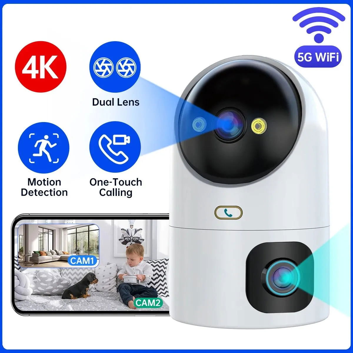 JOOAN 4K PTZ IP Camera 10X Zoom Dual Lens Auto Tracking WiFi CCTV Camera Color Night Home Baby Monitor Video Surveillance - Slobuy