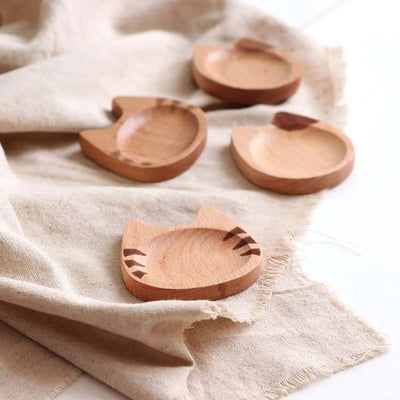 Japanese Style Wooden Dipping Dish Cute Cat Creative Seasoning Dish Sushi Wasabi Soy Sauce Dish Mustard Plate Home Kitchenware - Slobuy