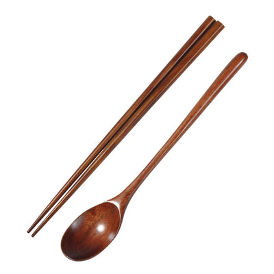 Japanese Wooden Reusable Sushi Chopsticks Spoon Cutlery Set Non-slip Travel Dinnerware Suit Tableware Kitchen Tools - Slobuy