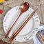 Japanese Wooden Reusable Sushi Chopsticks Spoon Cutlery Set Non-slip Travel Dinnerware Suit Tableware Kitchen Tools - Slobuy