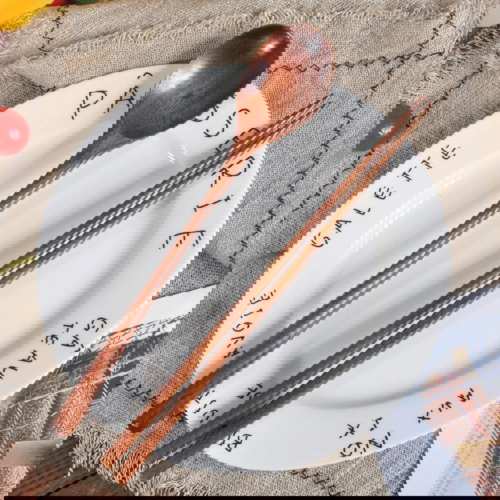 Japanese Wooden Reusable Sushi Chopsticks Spoon Cutlery Set Non-slip Travel Dinnerware Suit Tableware Kitchen Tools - Slobuy
