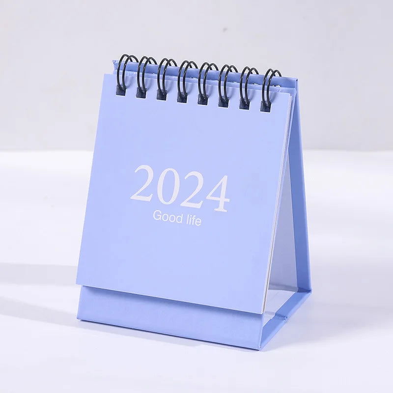 Journamm 2023.09 - 2024.12 Solid Color Mini Coil Desk Calendar with Dots Stickers Daily Planner Work Schedule Creative Supplies - Slobuy