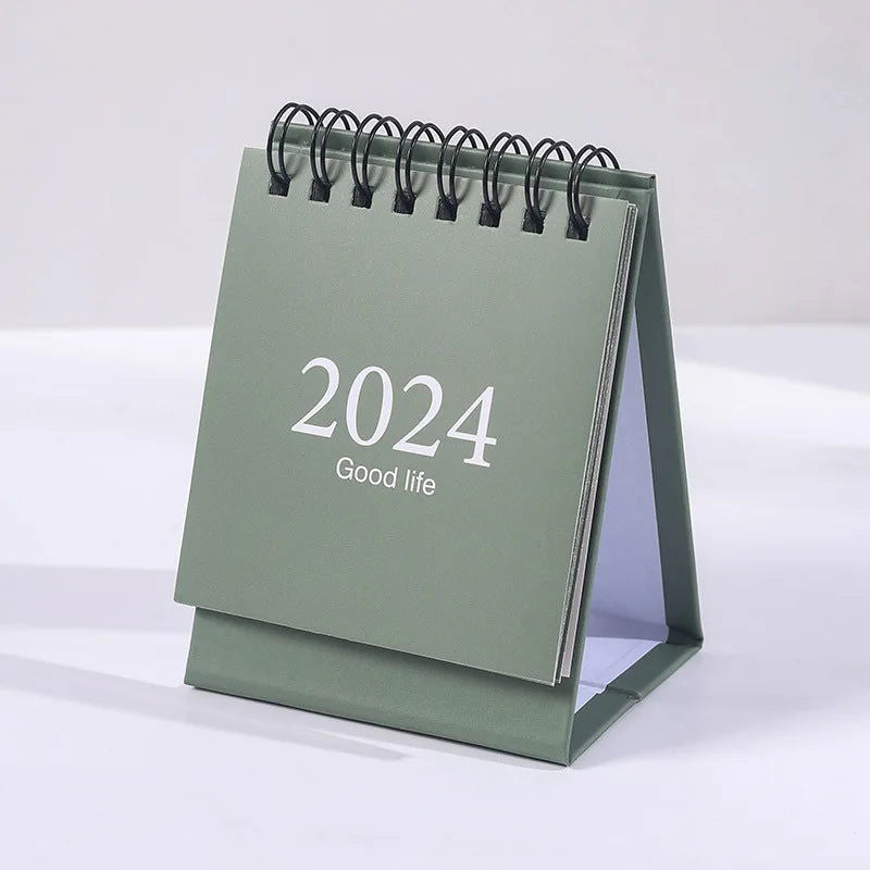 Journamm 2023.09 - 2024.12 Solid Color Mini Coil Desk Calendar with Dots Stickers Daily Planner Work Schedule Creative Supplies - Slobuy