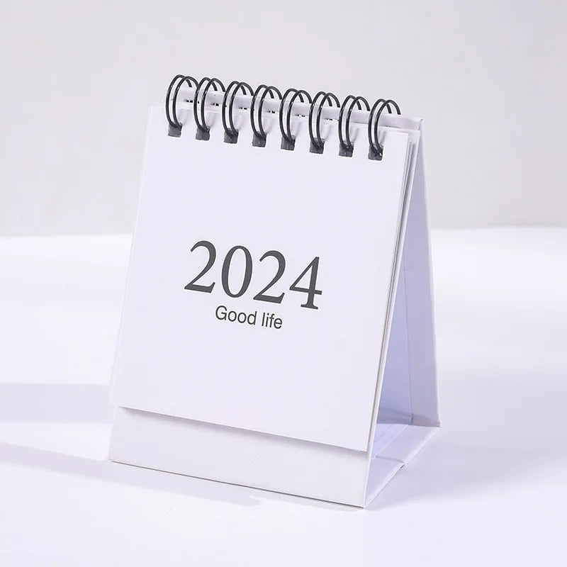 Journamm 2023.09 - 2024.12 Solid Color Mini Coil Desk Calendar with Dots Stickers Daily Planner Work Schedule Creative Supplies - Slobuy
