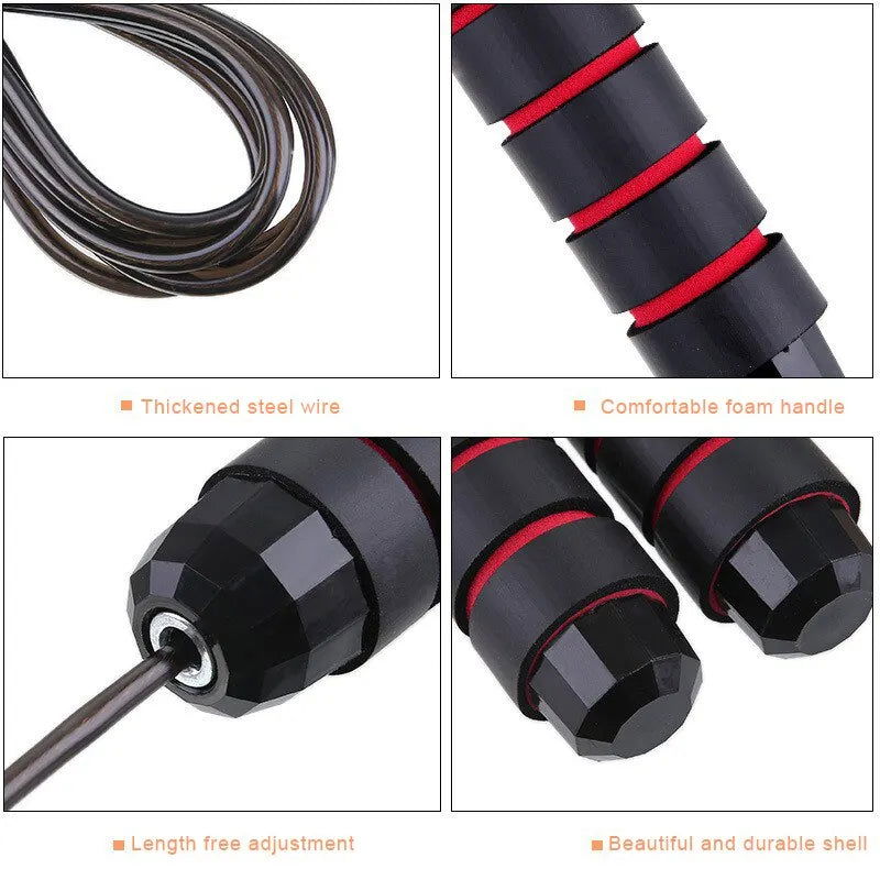 Jump Rope Tangle-Free Rapid Speed Jumping Rope Cable with Ball Bearings Steel Skipping Rope Gym Exercise Slim Body - Slobuy