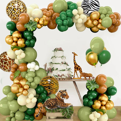 Jungle Animal Balloon Garland Arch Kit 1st Birthday Party Decoration Kids Boy Baby Shower Safari Decor Latex Balloons - Slobuy