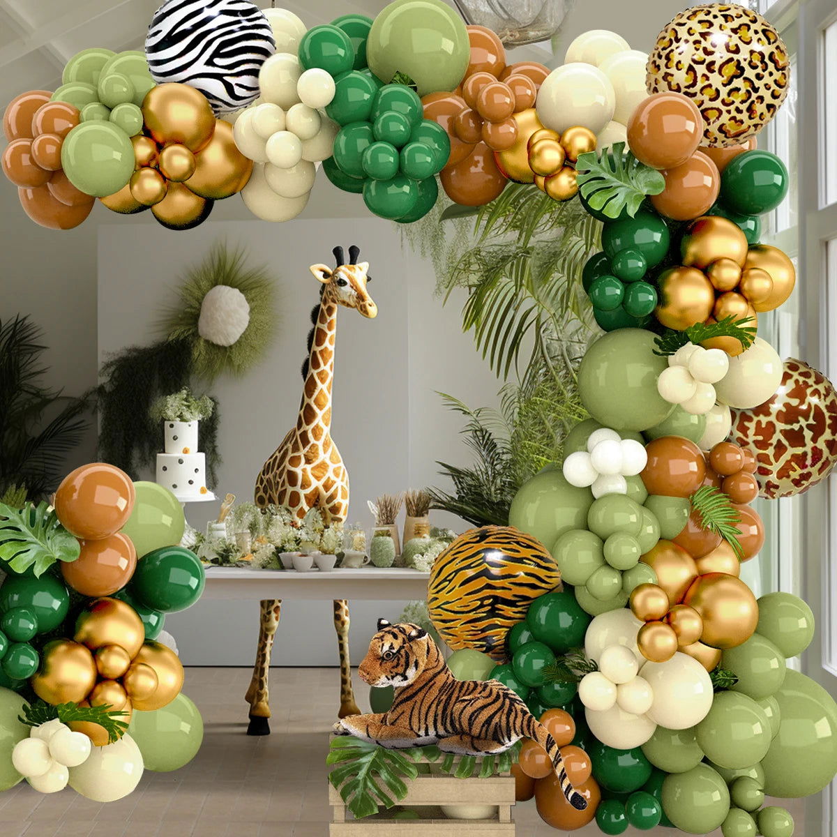 Jungle Animal Balloon Garland Arch Kit 1st Birthday Party Decoration Kids Boy Baby Shower Safari Decor Latex Balloons - Slobuy