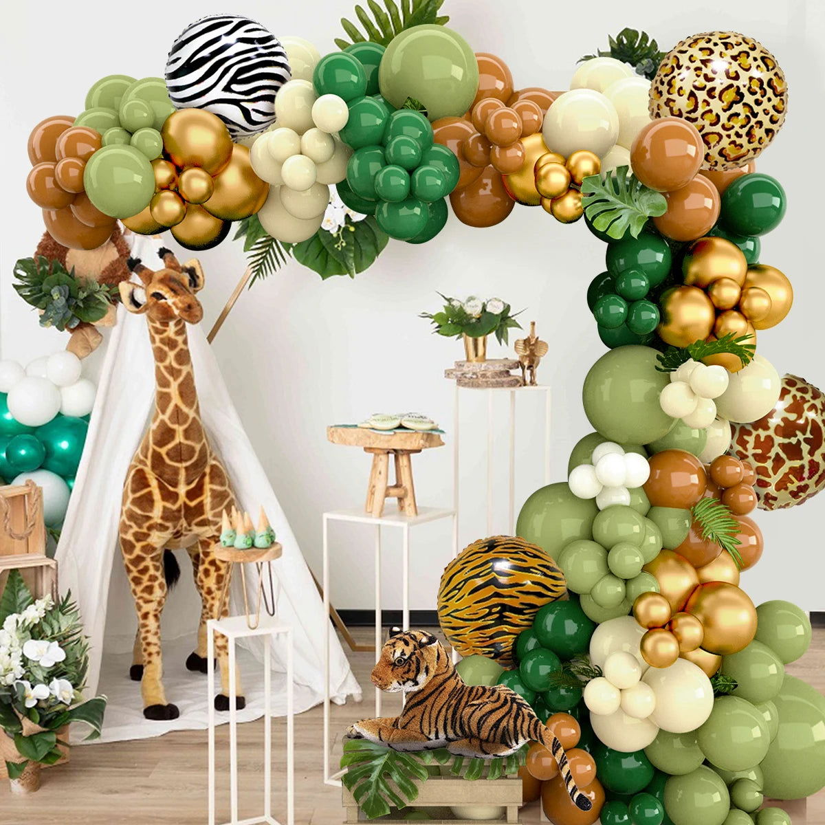 Jungle Animal Balloon Garland Arch Kit 1st Birthday Party Decoration Kids Boy Baby Shower Safari Decor Latex Balloons - Slobuy