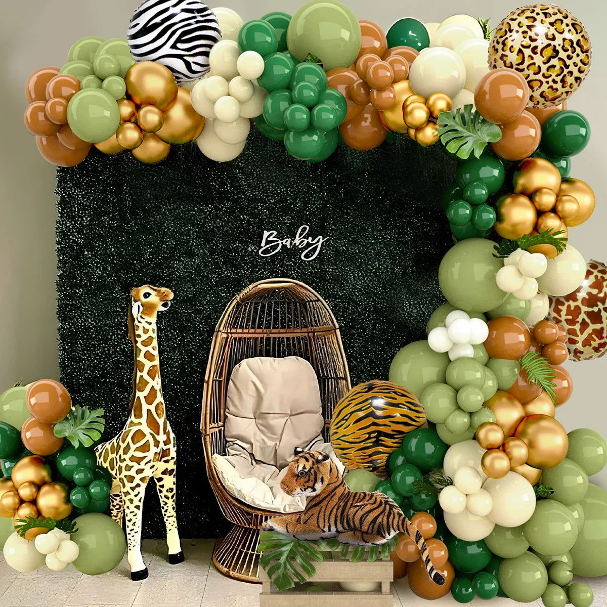 Jungle Animal Balloon Garland Arch Kit 1st Birthday Party Decoration Kids Boy Baby Shower Safari Decor Latex Balloons - Slobuy