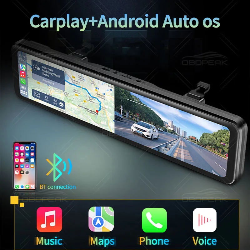 K4 11.26 Inch Carplay & Android Auto 4K 2160P Wifi Dash Cam Rearview Mirror Car DVR GPS Navigation Video Recorder Dual Lens - Slobuy