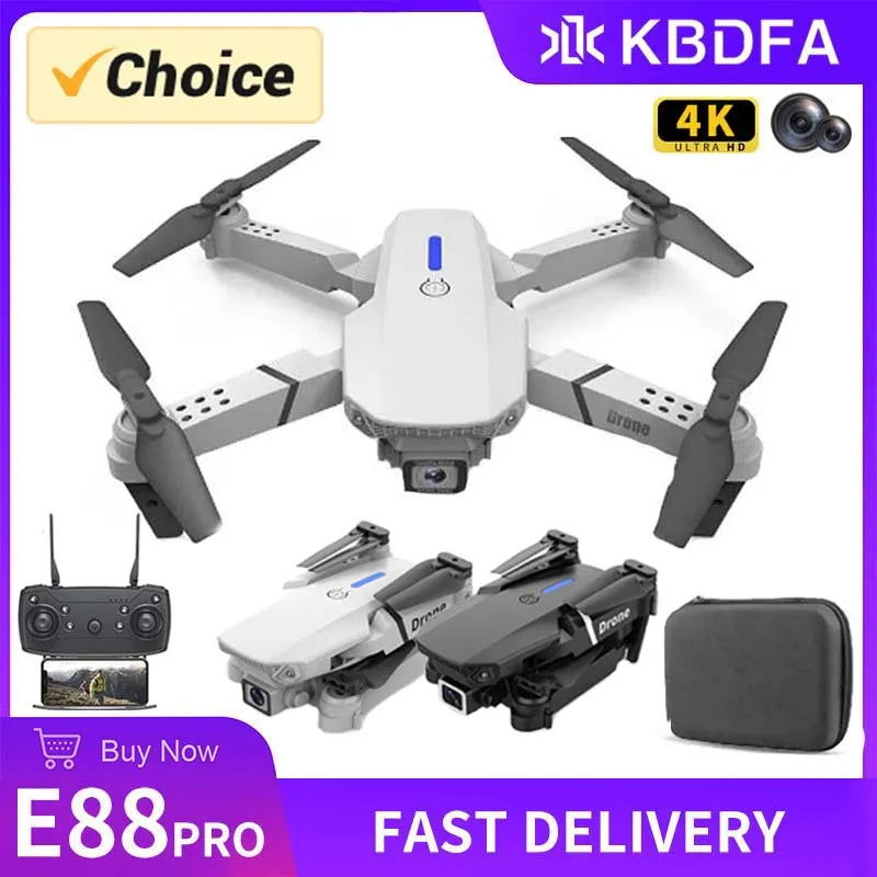 KBDFA 2023 New E88 Pro WIFI FPV Drone Wide Angle HD 4K 1080P Camera Height Hold RC Foldable Quadcopter Dron Helicopter Toys Gift - Slobuy