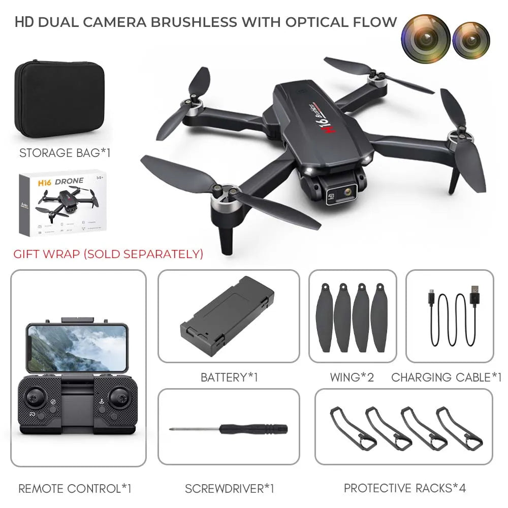 KBDFA New Drone H16 GPS Professional Dual Camera Dron Quadcopter  Brushless Aerial Photography Laser Obstacle Avoidance RC Toy - Slobuy