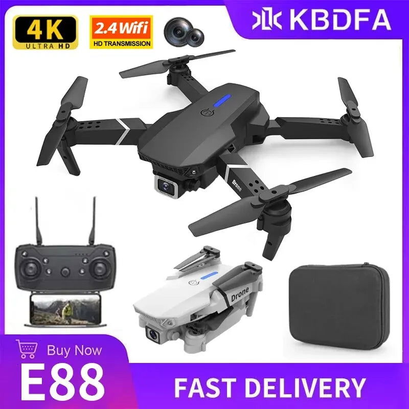 KDBFA 2024 New E88 Pro WIFI FPV Drone Wide Angle HD 4K 1080P Camera Height Hold RC Foldable Quadcopter Dron Helicopter Toys Gift - Slobuy