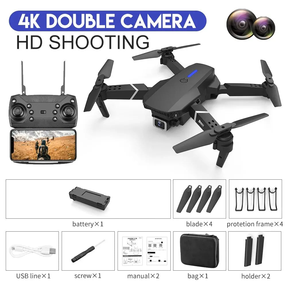 KDBFA 2024 New E88 Pro WIFI FPV Drone Wide Angle HD 4K 1080P Camera Height Hold RC Foldable Quadcopter Dron Helicopter Toys Gift - Slobuy