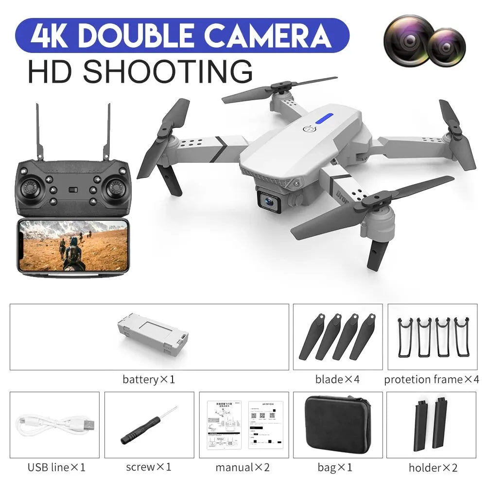 KDBFA 2024 New E88 Pro WIFI FPV Drone Wide Angle HD 4K 1080P Camera Height Hold RC Foldable Quadcopter Dron Helicopter Toys Gift - Slobuy