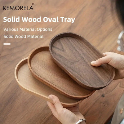 KEMORELA 1PCS Tableware Solid Wood Round Dessert Plate Japanese-style Wooden Tray Snack Plate Dried Fruit Plate Wooden Plate - Slobuy