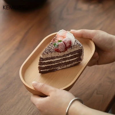 KEMORELA 1PCS Tableware Solid Wood Round Dessert Plate Japanese-style Wooden Tray Snack Plate Dried Fruit Plate Wooden Plate - Slobuy