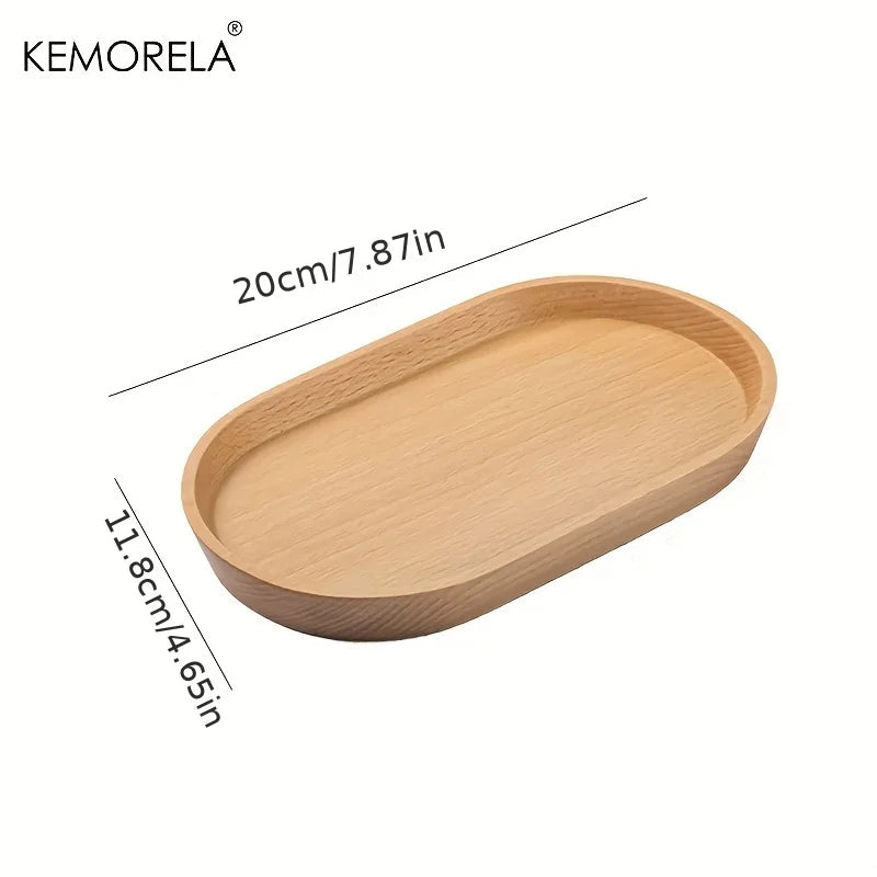 KEMORELA 1PCS Tableware Solid Wood Round Dessert Plate Japanese-style Wooden Tray Snack Plate Dried Fruit Plate Wooden Plate - Slobuy