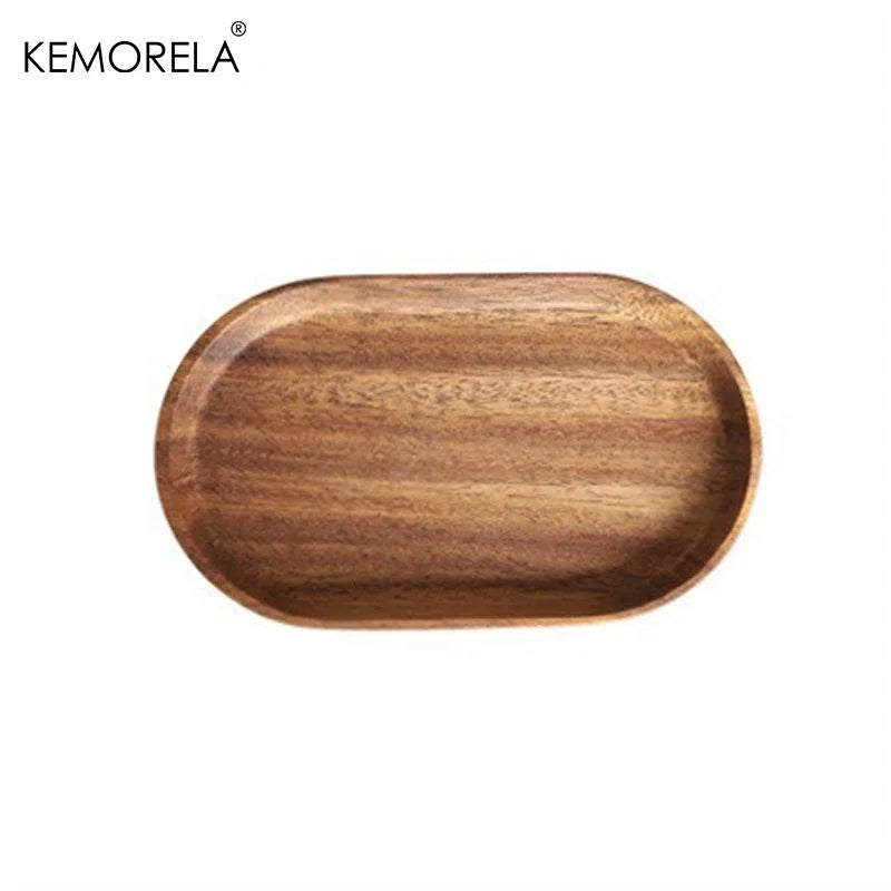 KEMORELA 1PCS Tableware Solid Wood Round Dessert Plate Japanese-style Wooden Tray Snack Plate Dried Fruit Plate Wooden Plate - Slobuy