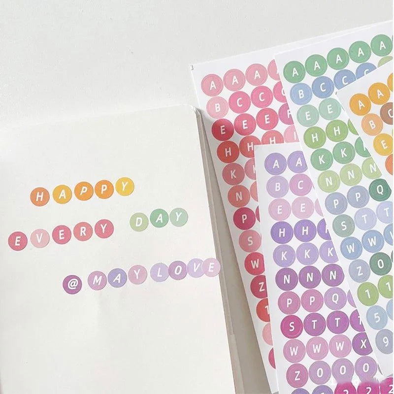 Kawaii 4 Sheets Alphabet Letter Stickers DIY Scrapbooking Planner Journal Label Decoration Korean Stationery Office Supplies - Slobuy