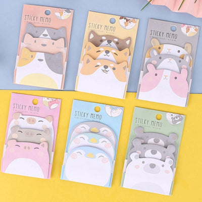 Kawaii Animals Party 3 Layers Sticky Notes Memo Pad To Do List Planner Sticker Notepad Cute Office Decoration Stationery Korean - Slobuy