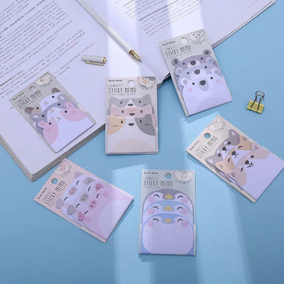 Kawaii Animals Party 3 Layers Sticky Notes Memo Pad To Do List Planner Sticker Notepad Cute Office Decoration Stationery Korean - Slobuy
