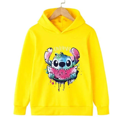 Kawaii Lilo Stitch Hoodie Kids Clothes Girls Clothing Fashion Baby Boys Clothes Autumn Warm Stitch Sweatshirt Children Tops - Slobuy